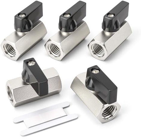 Bwintech 5 Pcs 1/2 BSP Female Nickel Plated Brass Mini Ball Valve Shut-Off Valve