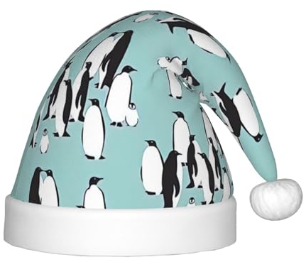 Niedliche Pinguine, festliche Weihnachtsmannmütze für Kinder – eine bequeme, bedruckte Weihnachtsmütze, ideal für Neujahr und festliche Feiertagsfeiern