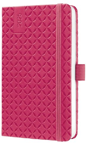 SIGEL J5104 Wochenkalender Jolie 2025, ca. A6, pink, Hardcover, Gummiband, Stiftschlaufe, Einstecktasche, 174 Seiten, vegan, aus nachhaltigem Papier, Terminplaner