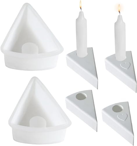 2 Stück Silikonform Kerzenhalter, Gießformen für DIY Stabkerzen und Tortendekoration, Kuchen Silikon Gießform, Beton Kerzenhalter