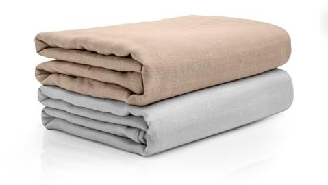 Salt Earth 100% Organic Cotton GOTS Certified 2-Layered Swaddle Baby Blanket, 2 Pack,47x47 Receiving Blankets for Swaddling,Wrap for Boy & Girl, Newborn Baby Essentials, Registry (2 Solid Colour)