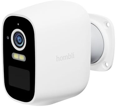 Hombli Battery Cam 2K - akkubetriebene Sicherheitskamera mit Halter, QHD, farbige Nachtsicht, Bewegungserkennung, Alarm, Flutlicht, wetterfest