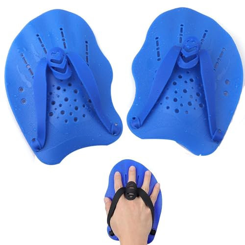 Esforzarse Pale Da Mano Da Nuoto,1 Paio Pagaia Regolabile Per Nuoto, Swim Paddle,Paddle da Palette Professionale Accessori per l'esercizio in Piscina per Adulti e Bambini Unisex(blu)