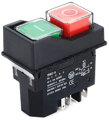 KJD17-250V 5 PIN Wasserdicht Magnetisch Sicherheit Druckknopfschalter, AC 16A Magnetischer Starter Power Sicherheitsschalter, Start Stopp EIN Aus Volt Freigabeschalter TAOZHUGONG (YH02-5Pin)