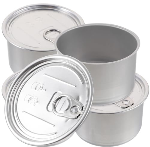Toddmomy 4pcs Aluminum Storage Jars with Screw Lids Metal Containers for Cake Cat Food and Pet Treats Versatile Empty Tins for Cereal and Flour Storage