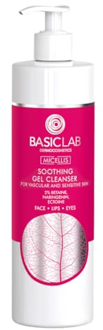 BasicLab Beruhigendes Reinigungsgel für empfindliche Haut und Rötungen mit Ectoin, Betain, Panthenol & Aminosäuren 100ml