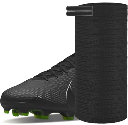 UamGlsob 4mm Football Boot Laces for Nike Mercurial Shoe, Thin Flat Shoelaces Replacement for High Top Soccer Cleats Trainers (Black, 47/120cm)