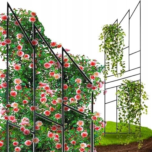 Kapaga - Rankgitter 200 cm - Rankhilfe Garten - Staudenhalter, Blumenhalter | Rankengewächs Pflanzenstütze - Blumenstütze - Staudenstütze - Rankhilfe Strauchhalter - (Schwarz)