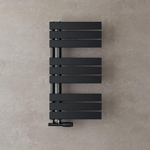 doporro Scaldasalviette Termoarredo da Bagno 76x40 cm per Parete | Colore Antracite, Acciaio al Carbonio, Montaggio a Parete, Riscaldamento ad Acqua Calda, Funzione Portasciugamani