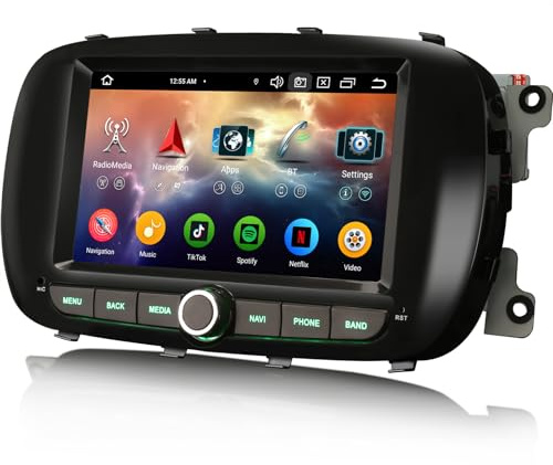 erisin 8-Core 4GB+64GB Android 16 Autoradio Carplay Bluetooth per Fiat 500X | Supporto Senza fili Android Auto GPS DSP WiFi SWC Dab+ OBD DVR Radio Navigatore IPS Schermo Tattile