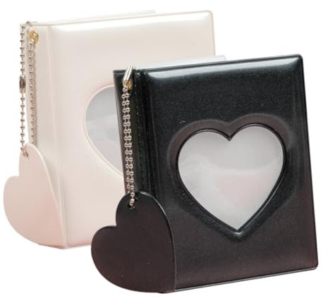 GARVALON 2stücke Mini Fotoalbum Mit Herz- Fotokarten-binder Für Erinnerungen Handgefertigtes Design Zur Aufbewahrung Von Fotos Und Kleinen Andenken