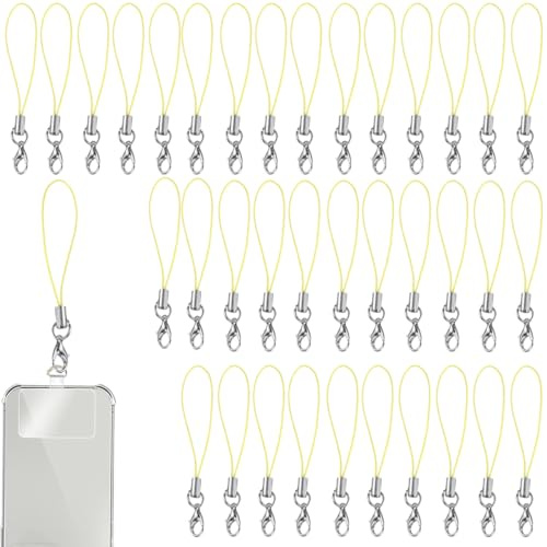 50 Stück amarillo Cordón para teléfono móvil para llaveros, anillas para teléfono móvil con mosquetón, correa para anilla de teléfono, cordón para colgante de teléfono móvil, colgante para llave USB