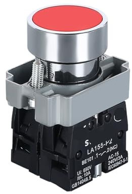Interruttore Pulsante Autoripristino Momentaneo XB2 Piccolo Piatto Rotondo Testa 22mm Interruttore a pulsante di alimentazione XB2-BA42 XB2-BA31 XB2-BA51 10A NC/NO * 3 pezzi(XB2-BA21 BLACK)