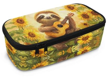 Dngkaoje Großes Federmäppchen für Mädchen und Jungen, ästhetisches Federmäppchen, Organizer mit Reißverschluss, niedliches Federmäppchen für die Schule, Lustiger Faultier, L10.2xW4.5xH3.2 inches