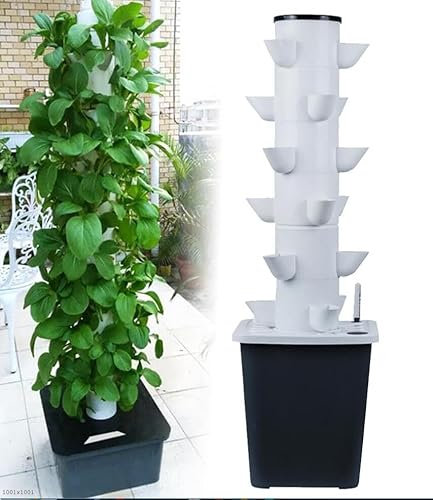 Sistema di coltivazione idroponica – Kit da giardino a torre da 30 cialde per erbe, frutta e verdura con pompa idratante, adattatore, vasi a rete e timer