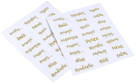 5Blätter Flaschenetiketten Kreative Aufkleber für Ätherische Öle Selbstklebende für Ölflaschen zur Kennzeichnung und Dekoration Goldene