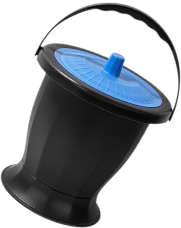 VINTORKY Orinal Portátil para Adultos y Niños con Tapa, Cubo de Plástico Fácil de Limpiar, Diseño Compacto y Redondo Adecuado para Baño de Camping y Uso Doméstico