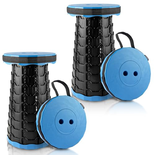 DAJAVE 2 taburetes telescópicos portátiles BK plegables portátiles, plegables para camping, pesca, viajes, barbacoas, senderismo, creables
