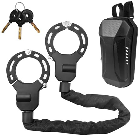 Amdoticknpf E Scooter Schloss 8mm, Handschellenschloss mit Schlüssel und Wasserdichter Tasche, Schloss für E Scooter, Fahrradschloss, Silikonschutz Gegen Kratzer, Hochsicherheitsschloss, Kettenschloss