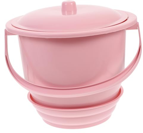 Orinal Portátil Grueso con Tapa, Cubo de Orina Rosa de Pp | Uso Doméstico, Limpieza Sencilla, Diseño Multifuncional, 1 Adultos y Niños
