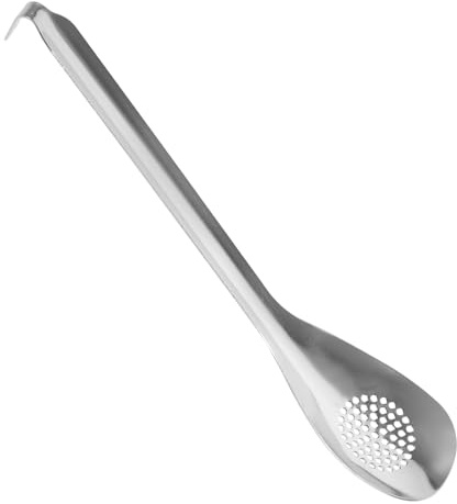Veemoon Cucchiaio Piccolo in Acciaio Inossidabile Manico Lungo Utensile da Cucina Riutilizzabile per Uso Domestico e Professionale Accessorio da Portata Ergonomico per Ristoranti e