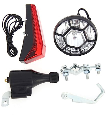 Otbushit Ensemble de lumières Dynamo de vélo, Phare Avant et arrière sécurité LED, Accessoires Cyclisme, feu arrière