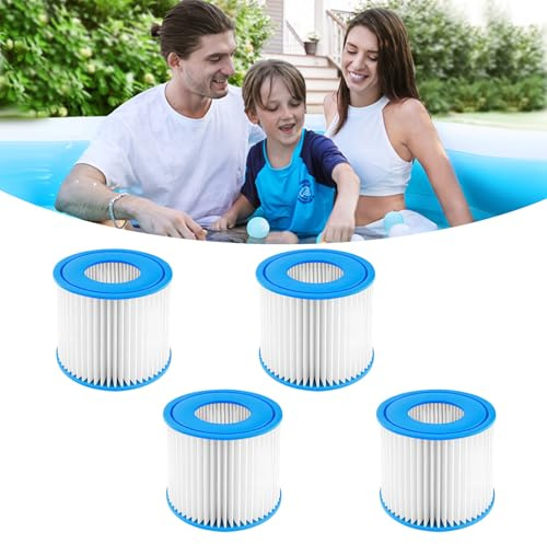 Shyllin Cartucho Filtro Tipo VII – 4 Unidades, 9.5x10.5x5.5 cm, Filtro de Repuesto para SPA Hinchable, Compatible con Bañera de Hidromasaje, Cartucho para Piscina