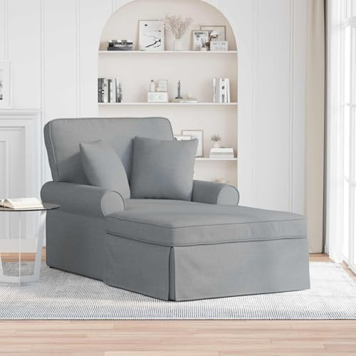 Tonture Chaiselong med kjol och kudde ljusgrå tyg 91 x 157 x 91 cm vadderad med ventilerande material 3-delat loungeset för vardagsrum sovrum inomhus relaxstol ergonomisk