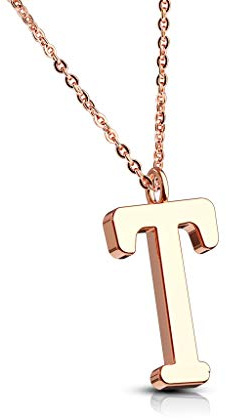 Bungsa Damen-Kette BUCHSTABEN A-Z in Silber oder Rosegold - Alphabet Halskette mit Anhänger - aus Edelstahl - Halschmuck für Damen, Kinder & Herren - A B C D E F G H I J K L M N O P R S T U V W Z