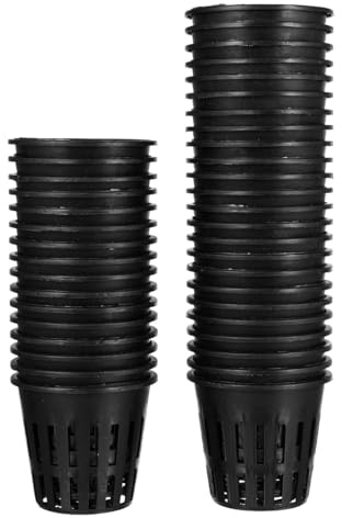 Yardwe 40 Stück 5,1 cm Gartennetz, Tassentöpfe, Kunststoff, Hydrokulturnetz, Topf, Eimerkorb für Hydrokulturbedarf (schwarz)