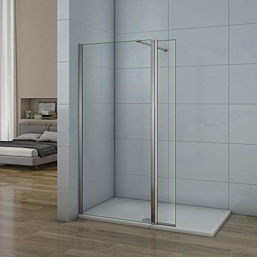 AICA paroi de douche pivotante 50x200cm+30x200cm en 8mm verre anticalcaire paroi latérale à l'italienne