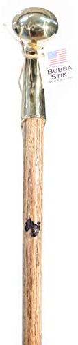 Bastón para caminar original Bubba Stik estilo estándar con mango de jamón de latón fabricado en Texas por Real Texans. (castaño rojo, 99 cm de altura)