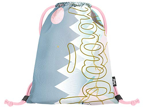 Baagl Turnbeutel für Mädchen - Sportbeutel für Kinder, Teenager - Schule und Sport Schuhbeutel, Sportsack mit Reflektiven Elementen (Skate Moon)