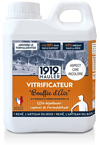1919 BY MAULER - Vitrificateur parquet & escalier qualité pro - 5L - Aspect Cire Incolore : protection taches, rayures, usure longue durée, très faible odeur