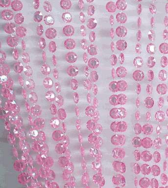 FlavorThings Kristallperlen-Vorhang, 34 Stränge, für Tür, Party, Hochzeit, Raumteiler, Mädchen, Kinder-/Schlafzimmer-Deko, Diamantschliff, Perlenvorhang, schillerndes Pink, 91 x 183 cm