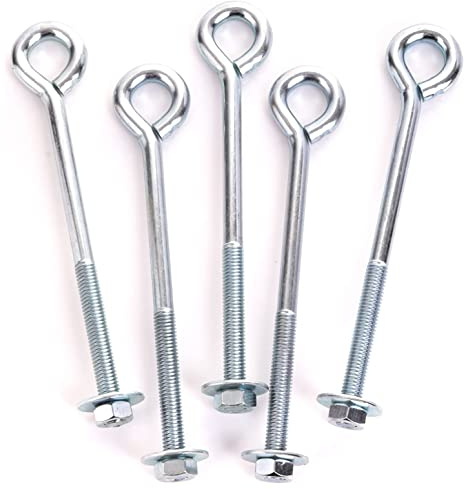 Zinc Plated Eye Bolts with Nuts and Washers M8/ 150MM Strong Wire/Chain Link Fence Support Stainless Steel Lifting Eye Bolts with Nut Washer Ring Bolts with Metric Thread Pack of 5.