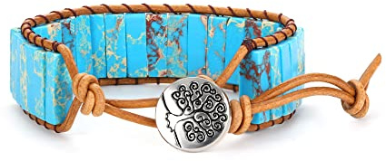 Dochais 7 Chakra Armband Damen Naturstein Armband Verstellbares Boho Armbänder Damen Blau Lila Bunt für Frauen Mädchen Männer Geburtstag Weihnachten Geschenke
