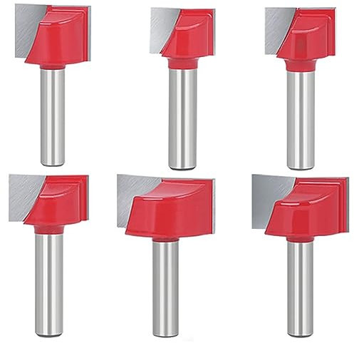 Bestgle bodenreinigung fräser set 6 stück 8mm schaft fräser schaftfräser holzbearbeitungswerkzeug bit zweischneidige planfräser nutenfräser holzfräser für rillenmeißel-bits 18/20/22/25/30/32mm