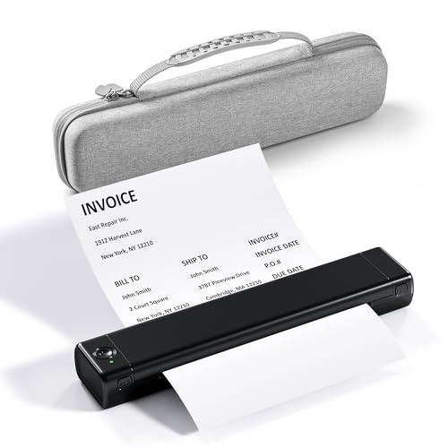 COLORWING Mobiler Drucker A4 mit Aufbewahrungsbox, Thermodrucker Klein mit Bluetooth, Tragbarer Drucker für Unterwegs und Tattoo, Unterstützt Thermopapier A4, Kompatibel mit Android iOS Mac