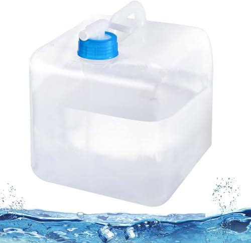 Livdouyu Wasserkanister Faltbar Trinkwasserkanister Mit Hahn und Griff | 5/10 Liter,PE-Material,Auslaufsicher, Breite Öffnung,Flexibler,Tragbarer,für Camping, Picknick, Garten und Zuhause