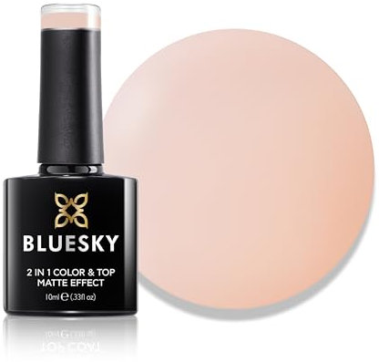 Bluesky 2 in 1 Matte Colour & Top Gel Nail Polish 10ml, Peach Puff - LPT03, Matte Pastel Finish, No Top Coat Needed, Peach Gel Nail Polish, Requires Curing Under LED UV Nail Lamp