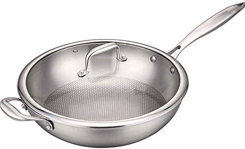 Kastrull I Rostfritt Stål Med Stekpanna Sauti Panna Med Non-Stick Beläggning Gjord Av Rostfri Wok 32 Cm, Silverpanna