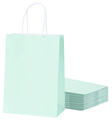 30 st gröna presentpåsar papper pastell festväskor för barn, vuxenfest, makaron liten födelsedagsfest gynnväska godispåsar, godisväska, kraftpapperspåse med handtag för presenter, jul, bröllopsfest