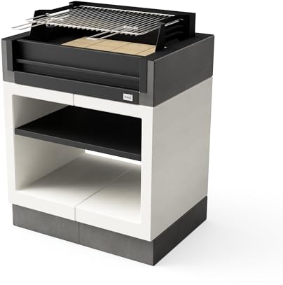 TUOZI - Einbaugrill für Holz und Holzkohle Modell KITAWAY Grill (Grau/Weiß - 94 x 63 x 115 cm) REF: T00171 - Für den Außenbereich