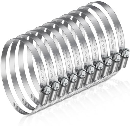 JatilEr Schlauchschellen 70-90mm, 8 Stück Einstellbare Schlauchklemme Edelstahl 304 Schlauchschelle Set Schlauchbinder, Rohrschellen für Auto, Industrie, Verbinden und Sichern von Rohrleitungen