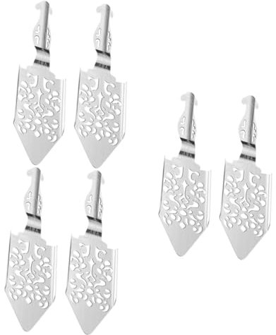 Garneck 6 Piezas cuchara de absenta Cucharilla resistente filtro de absenta multifunción cuchara de goteador de absenta hueco accesorio de absenta Acero inoxidable Silver