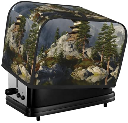 Lake Mountain Toaster-Abdeckung, 2 Scheiben, Küche, kleine Geräte, Abdeckungen mit Taschen, Toaster, Staubschutz mit Griff oben, waschbar, Universal-Brotbackmaschinen-Abdeckung für Küche