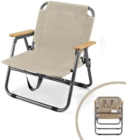 Campingstuhl Faltbar, Strandstuhl Klappbar Mit Griff, Klappstuhl Outdoor Für Camping, Wandern, Picknick, Strand, Kann 300 Pfund Tragen(Khaki,Large)