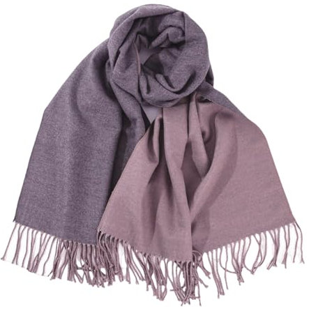 CMZYBBD Schal Wollschal Für Frauen - Dicker Und Warmer, Doppelseitiger Kaschmirschal Für Herbst Und Winter, Unisex -Design, Geschenk Für Frauen-lila-grau-200 * 70 cm