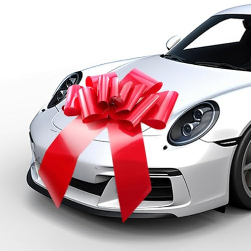 Tel Charme * Grande Boucle Rouge 76 cm, Félicitations pour votre Anniversaire Auto-Nœud, grand Nœud pour Voiture, grand Nœud pour Emballage Cadeau, Énorme Nœud pour Décoration de Voiture, Énorme Nœud